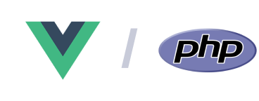 Vue.js and PhP languages logotypes.