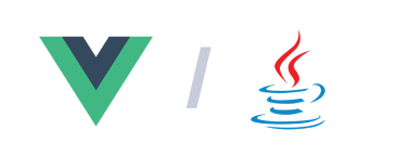 Vue.js and Java languages logotypes.